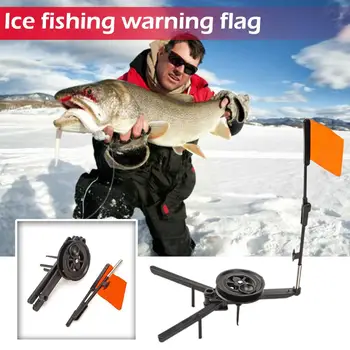  Зимна Подледная Прът на Върха С Флага Маркер Portable Icy Дрънкалка Риболовна Предупредителен Макара Риболовна Платформа Сгъваем Триъгълник Acce Q2S4