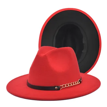  2021 Нови Цветни филц шапки за жени, модни Плосък Панама с широка Периферия, Вълнена Фетровая Джаз Фетровая Шапка за мъже, вълнена Шапка на Едро
