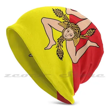  Сицилия , Сицилиец. Флаг на Сицилиански региона Вязаная Капачка Еластичен Мек Подарък с Индивидуален Модел Шапка Сицилия Сицилиански флаг