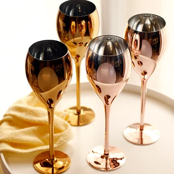  Розово-Златни Кристални Чаши за вино на Чаша За Вино, Сок е Напитка, Чаша За Шампанско Вечерни Бар, Прибори Вечеря Водата Начало Декор Обзаведен Лукс 420 мл