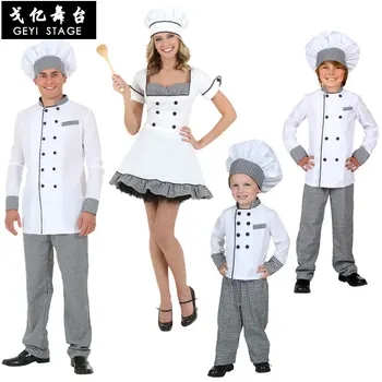  Детска Униформи-готвач за момчета, Риза + панталон + шапка, Комплект Дрехи, Мъжки Костюми за Cosplay, Маскарадное рокля за възрастни жени, реч сервитьорки
