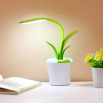  Креативна настолна лампа под формата на растения, настолна проста led студентски лампа за четене със защита на очите, зареждане чрез USB, сензорен затемняющий лека нощ