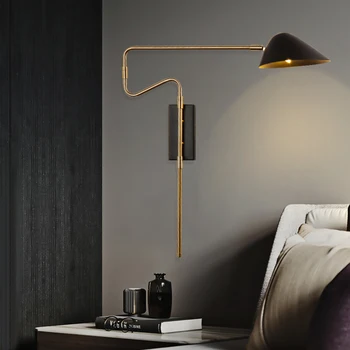  Скандинавски Светлина луксозна креативна спалня с перекидной на стената лампа модерен прост нощни кабинет на въртящата стенни дизайнерска лампа